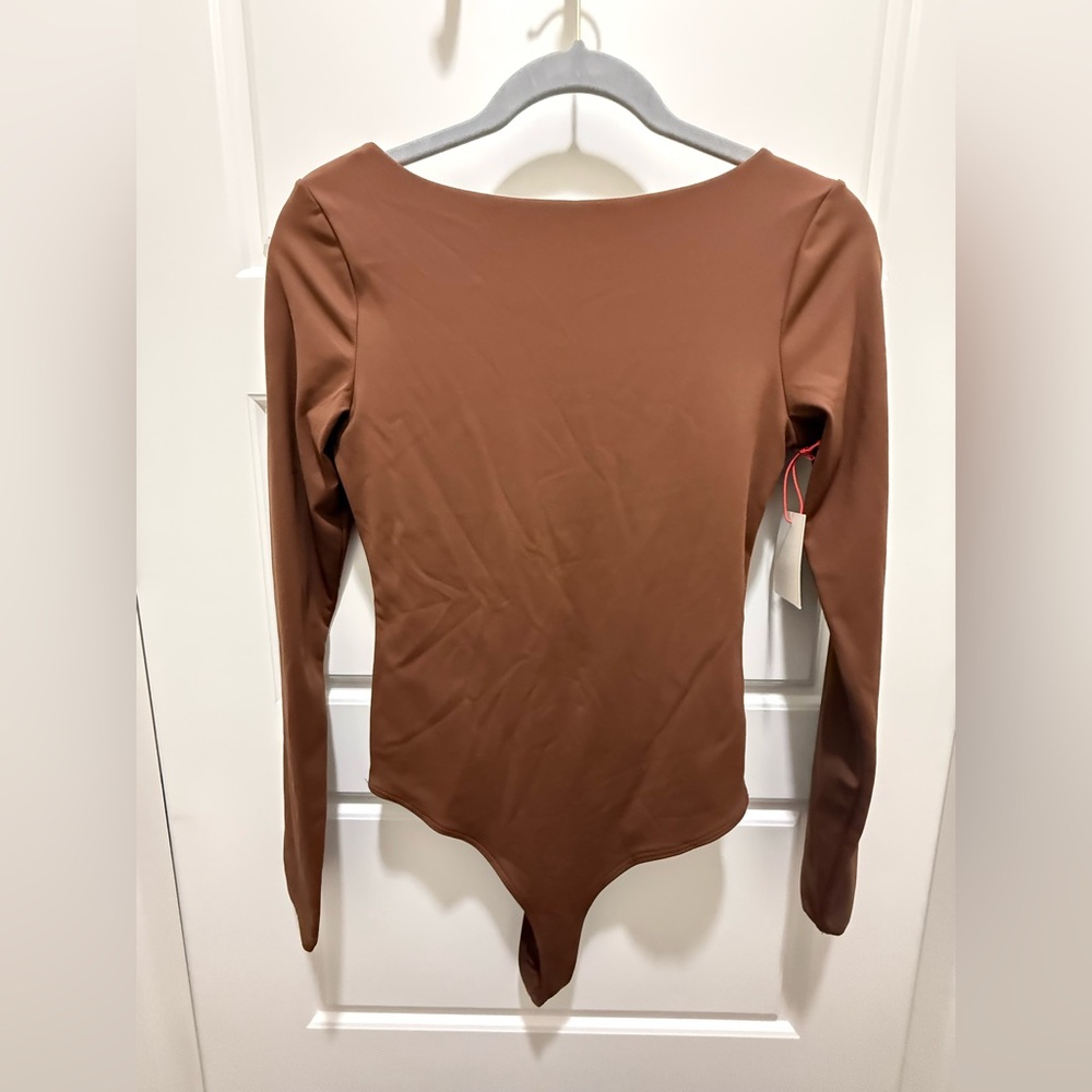 NWT. Open Edit. Compact Bodysuit. Brown. Size Small.